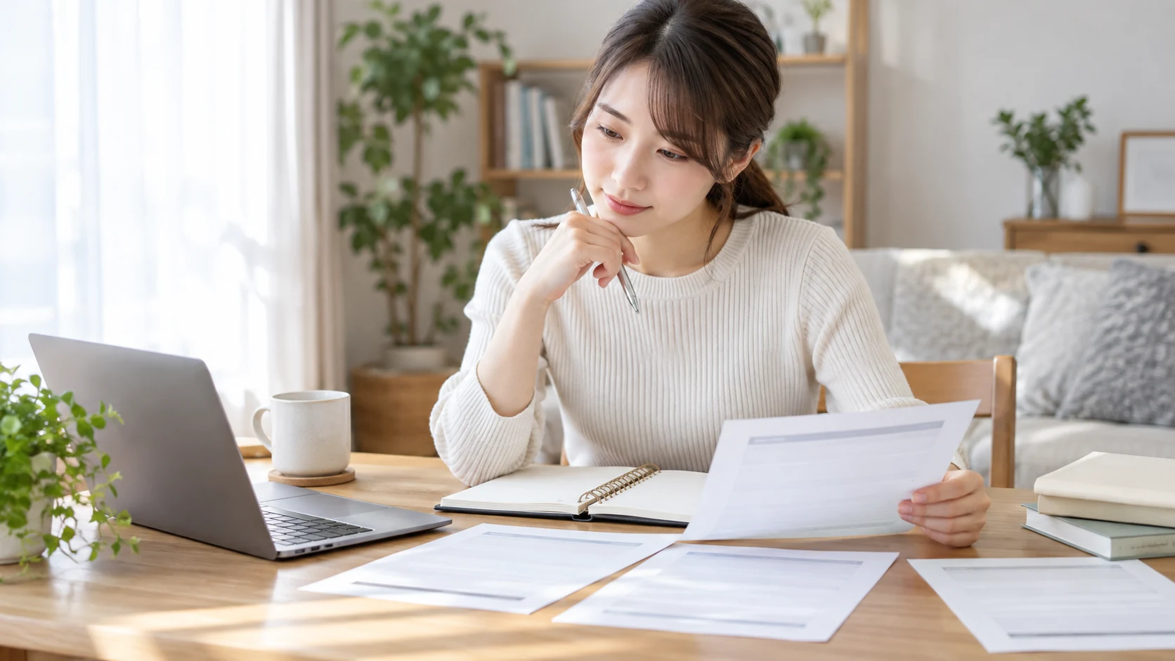 応募前に求人条件を比較する日本人女性