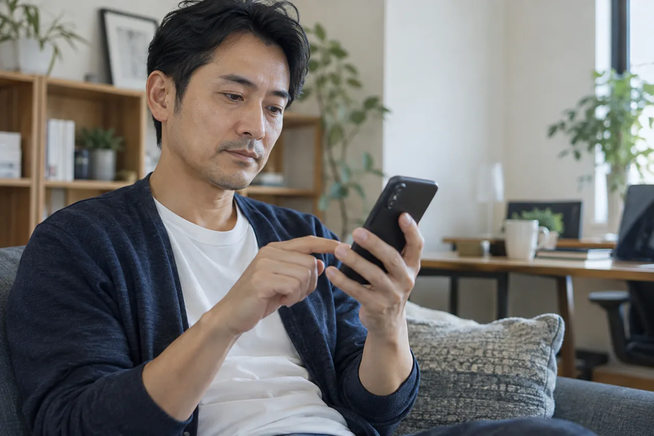転職サイトの通知設定と連絡頻度を確認する40代の日本人男性