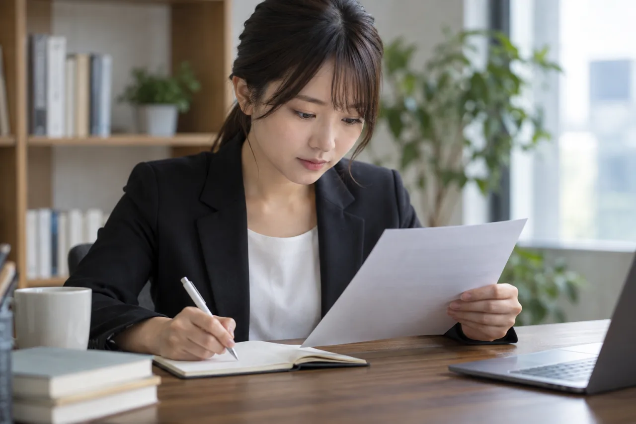 日本人の一人暮らしの求職者が役割年収勤務地通勤と生活条件を整理している場面