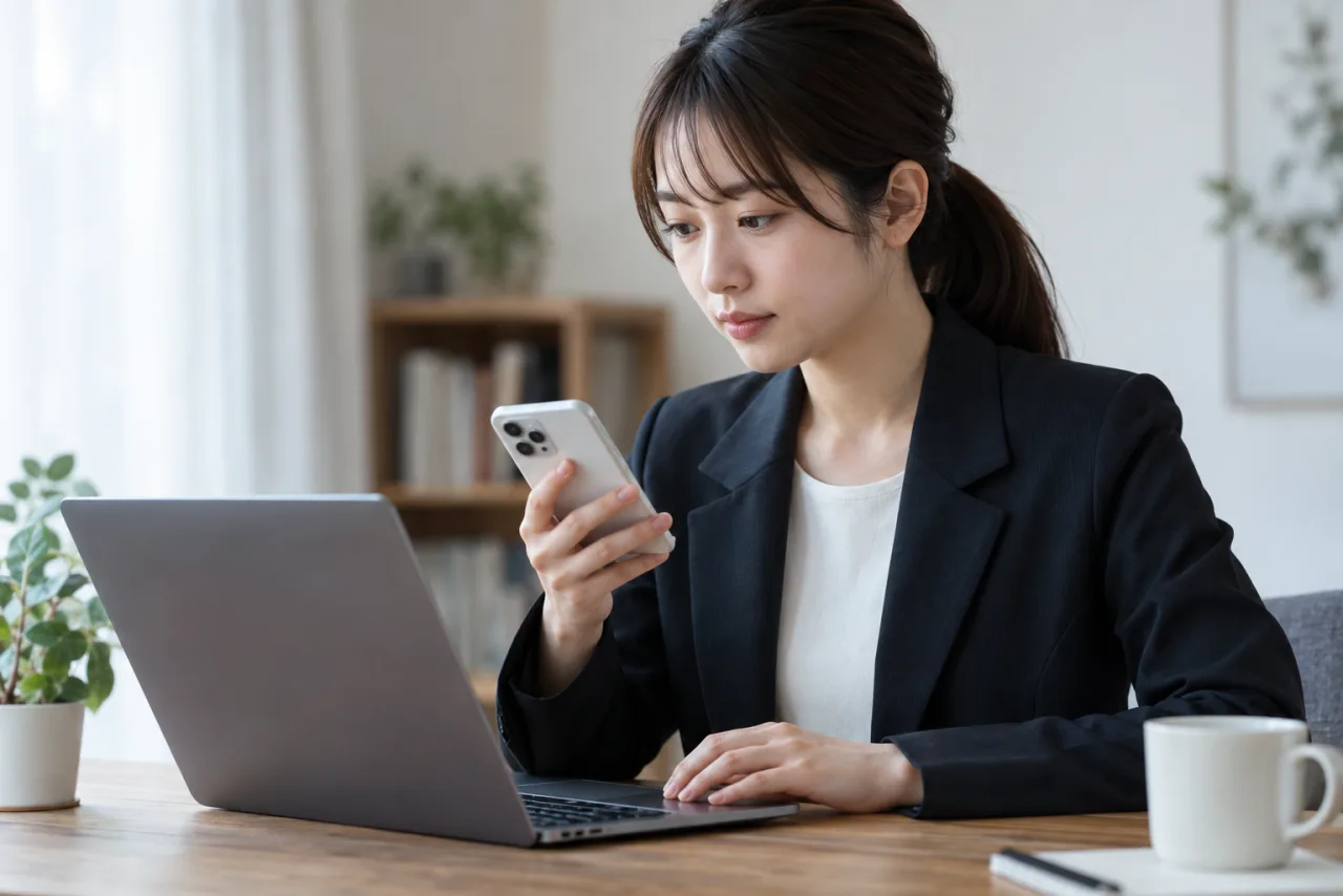 日本人の求職者が求人保存や応募書類と面接対策の会員機能を整理している場面