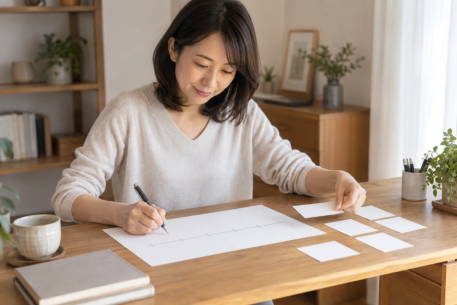 日本人女性がこれまでの仕事とできる作業を書き出す
