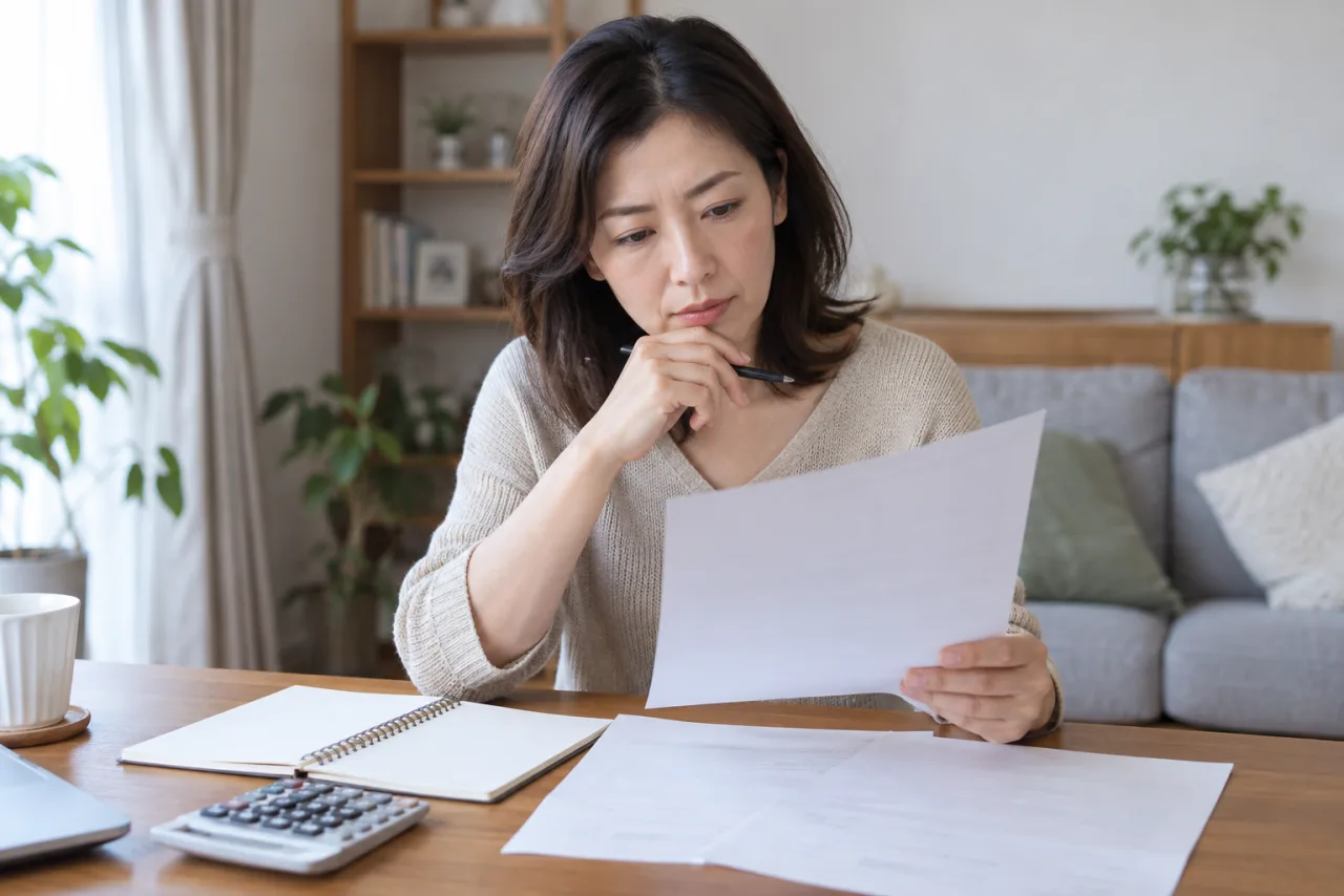婚活サービスの契約条件と予算を確認する女性