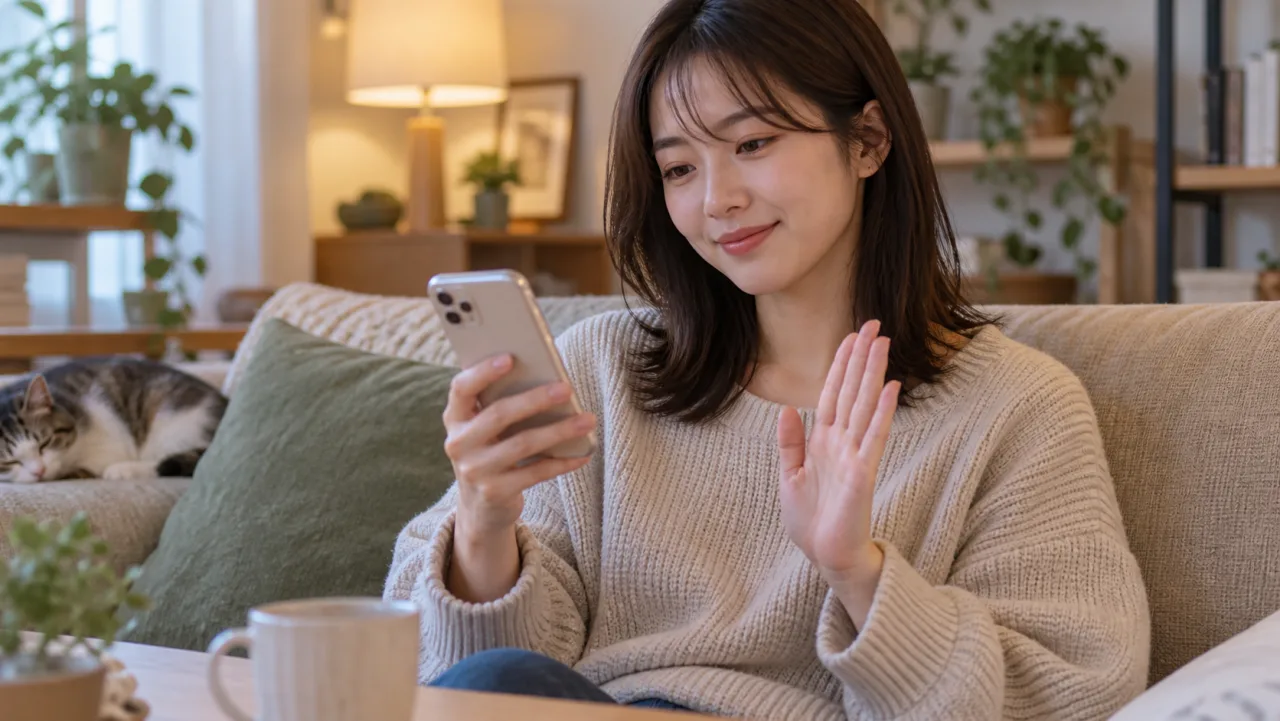 日本人女性が半日の外出予定を白紙のカレンダーと地図で計画している様子