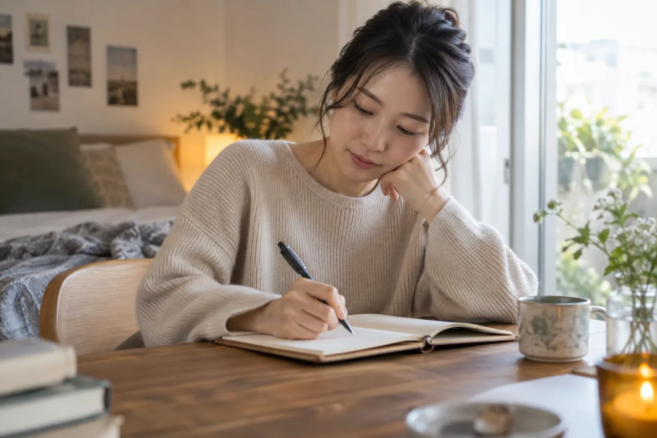 日本人女性が孤独を感じるきっかけをノートに記録する