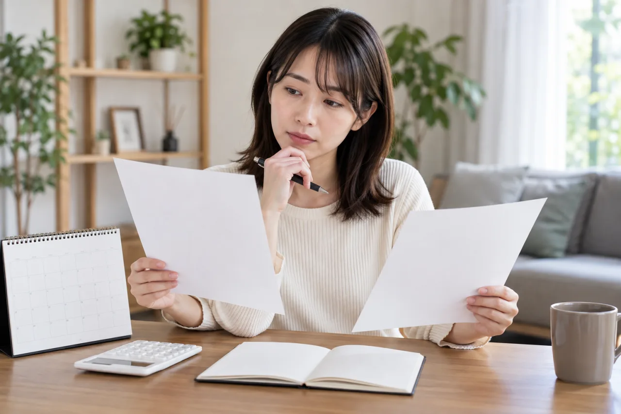 結婚相談所の費用と活動期間を計算する女性