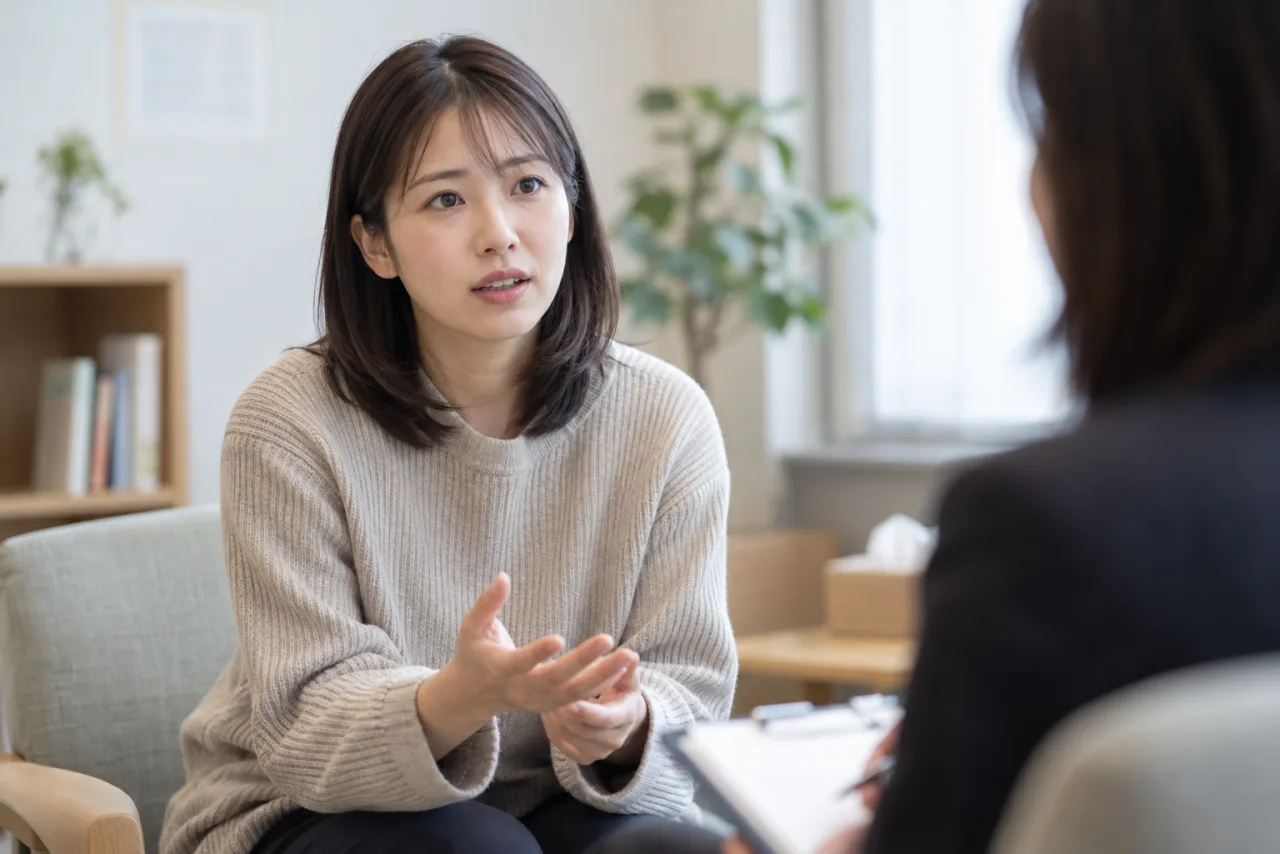 日本人の相談者が結婚相談所の担当者にサポート内容を質問する