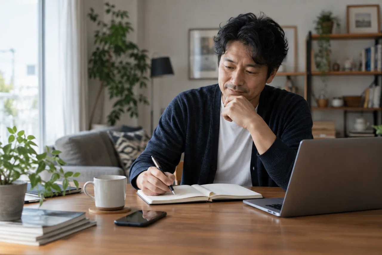 40代の日本人男性が自分の暮らしをノートで整理する