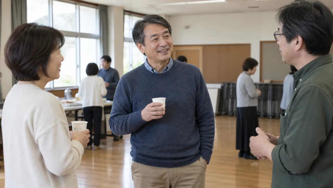 日本人の50代男性がノートに自分が望む人との距離や会う頻度を書き出している様子