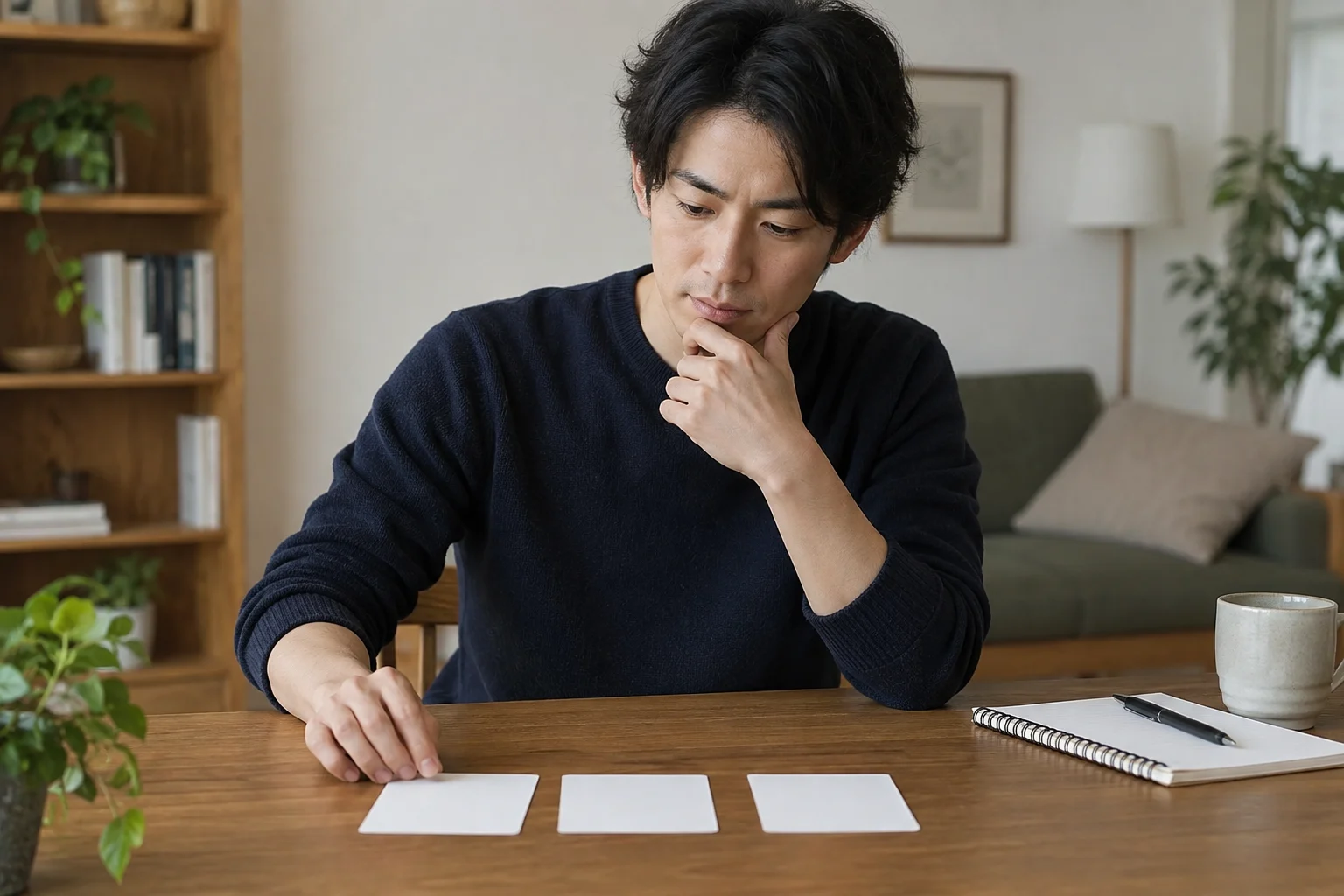 未婚や離別や死別の定義をノートに分けて整理する日本人男性