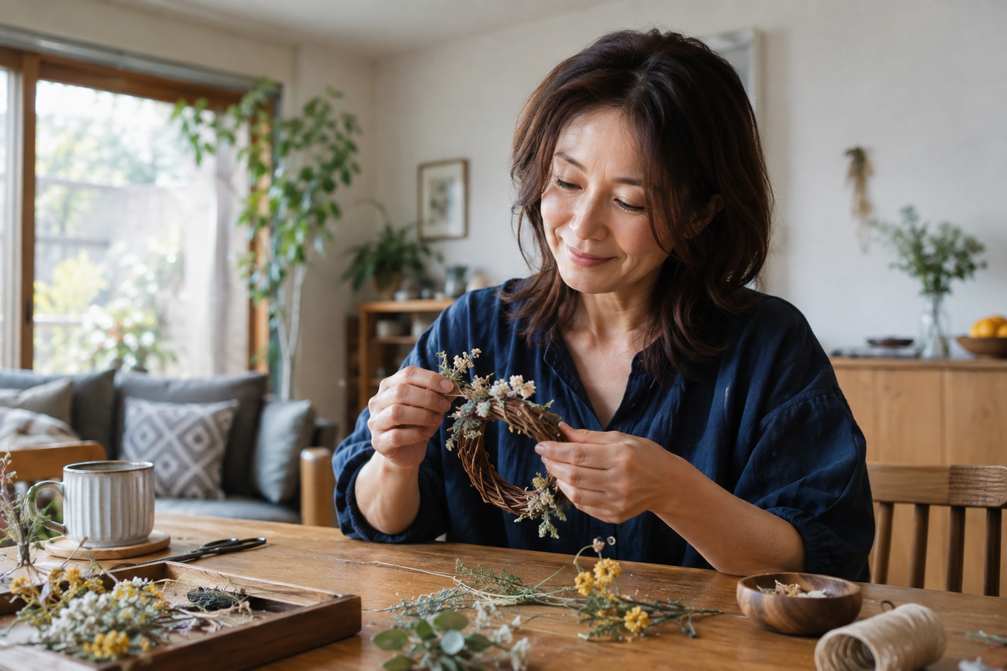 休日の半日に手作りを楽しむ女性