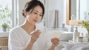 酵素洗顔の使い方を確認する女性