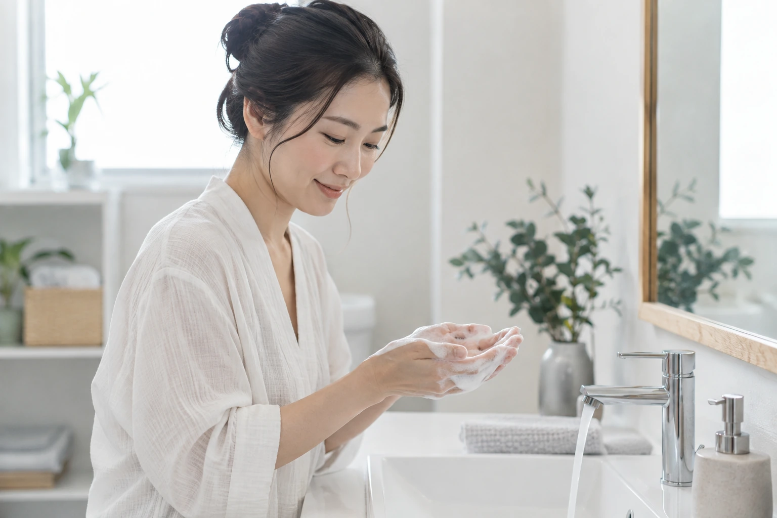 酵素洗顔の使用頻度をカレンダーで確認する女性
