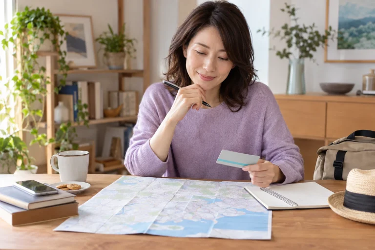関東の日帰りひとり旅を計画する女性 アイキャッチ