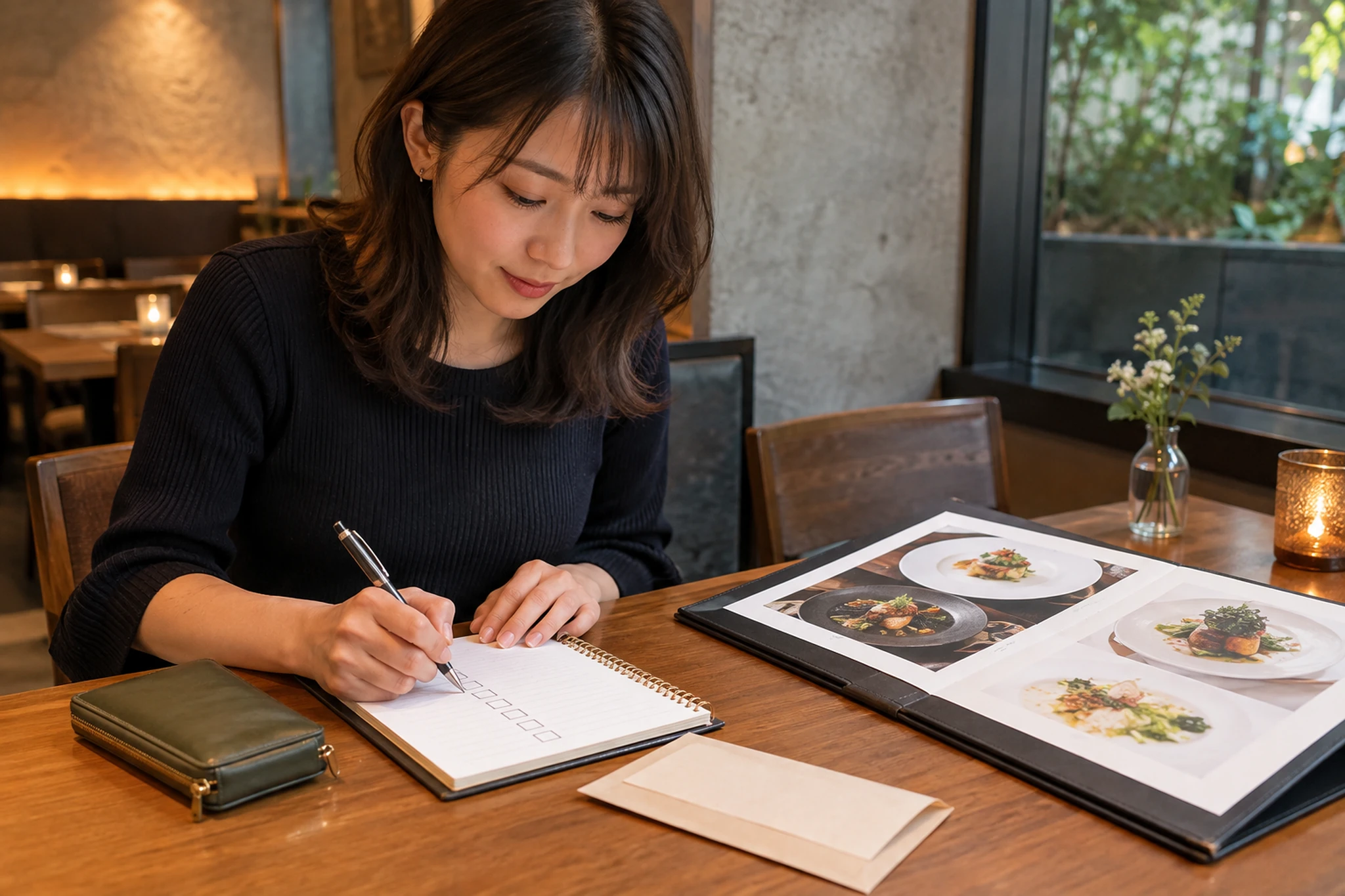 すし居酒屋へ行く前の予約と注文条件を確認するイメージ