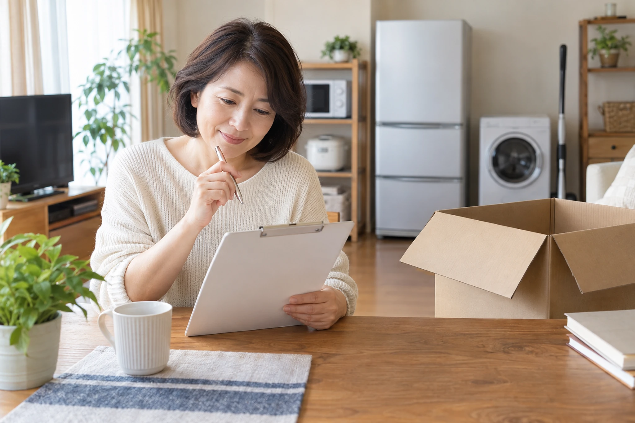 冷蔵庫の掃除や付属部品の手入れを確認するイメージ