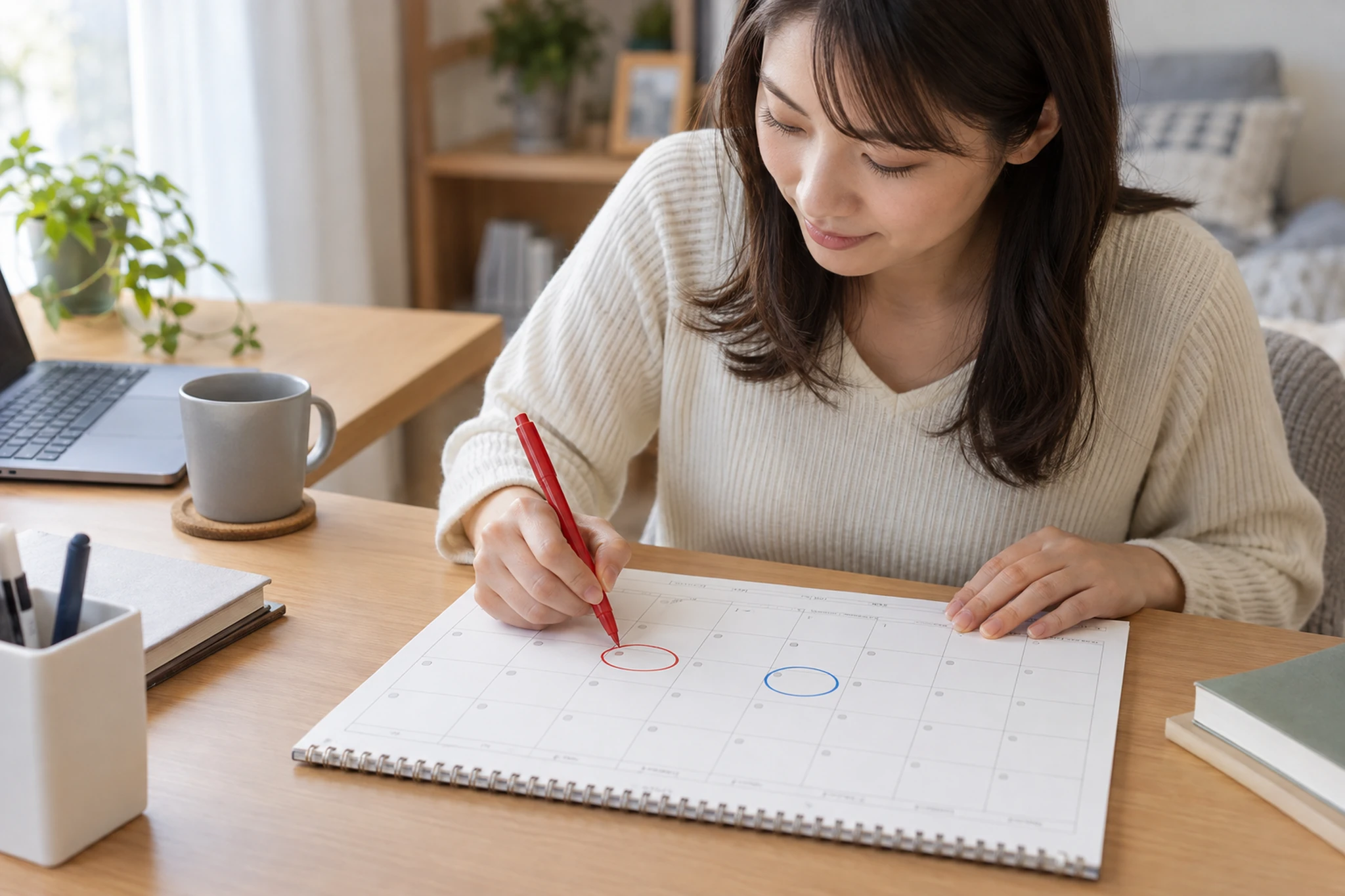 休日勤務と振替休日をカレンダーで確認する