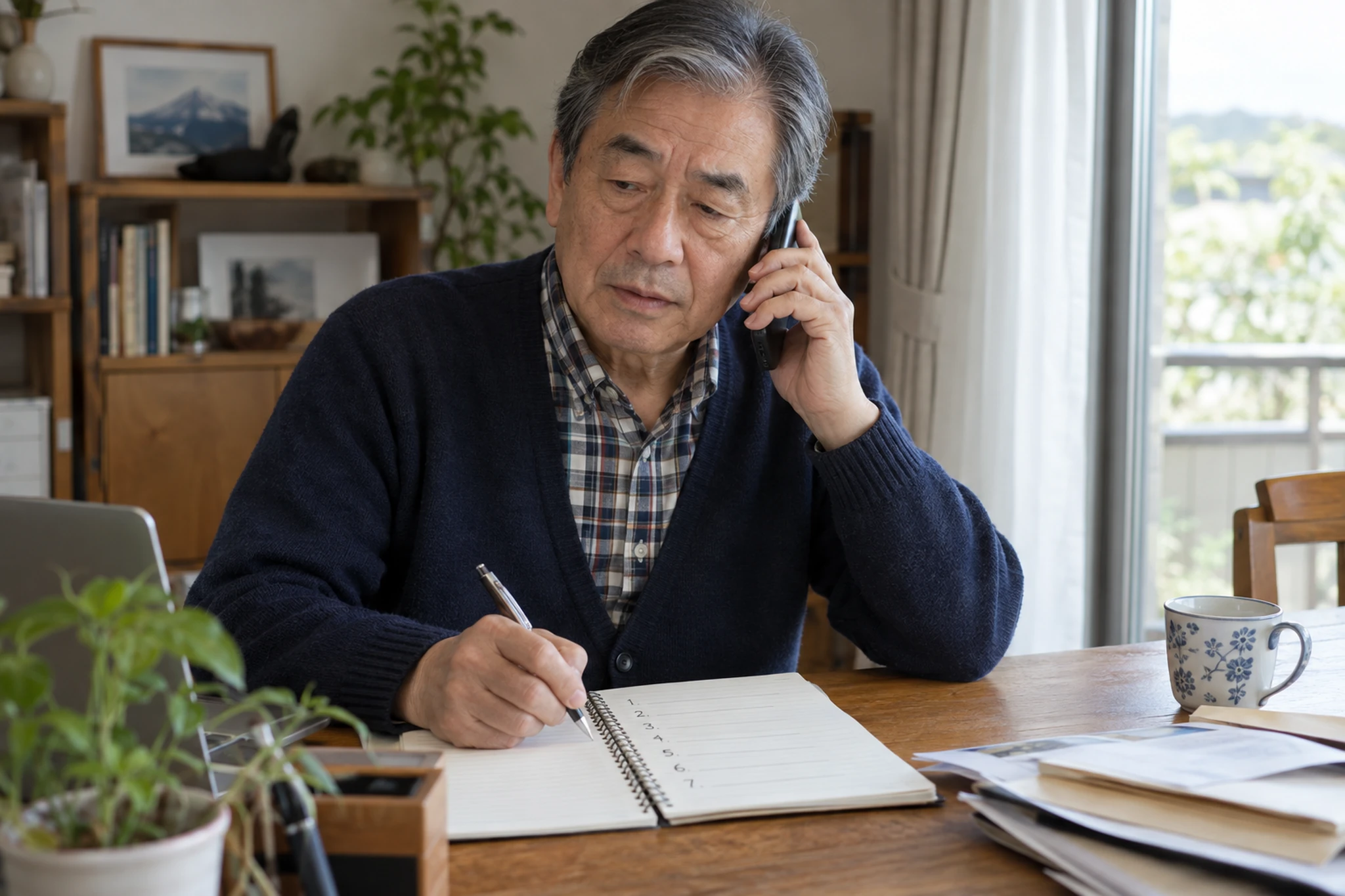 医療保険の保障条件をノートに書き出すイメージ