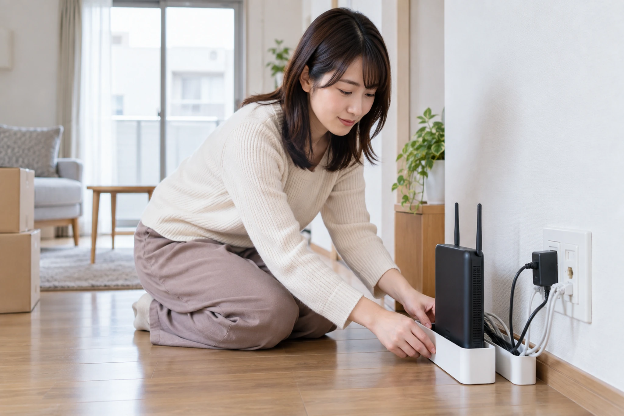 開通までのモバイル通信を準備する女性
