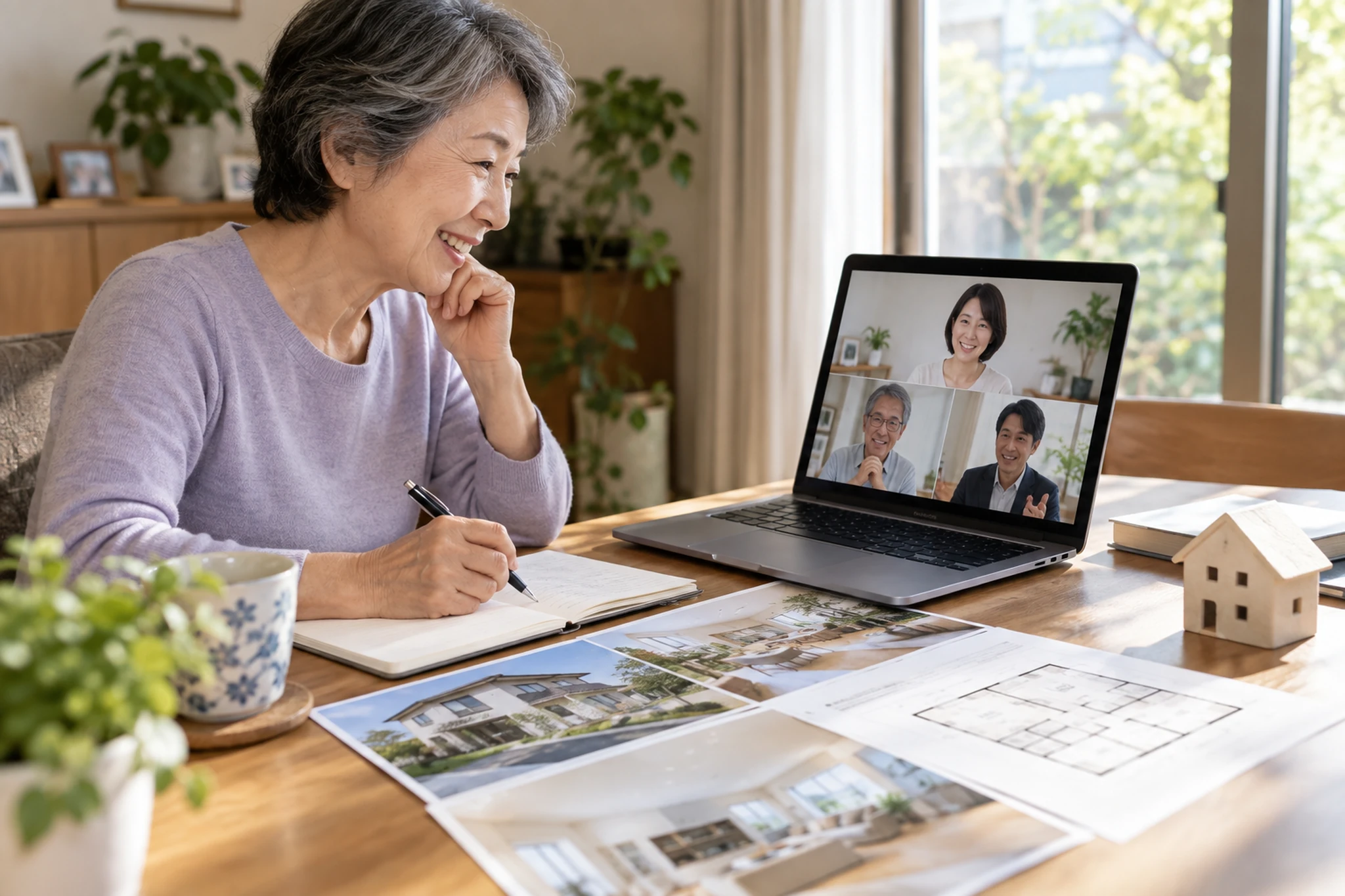 相談先と住まいの条件をオンラインで整理する女性