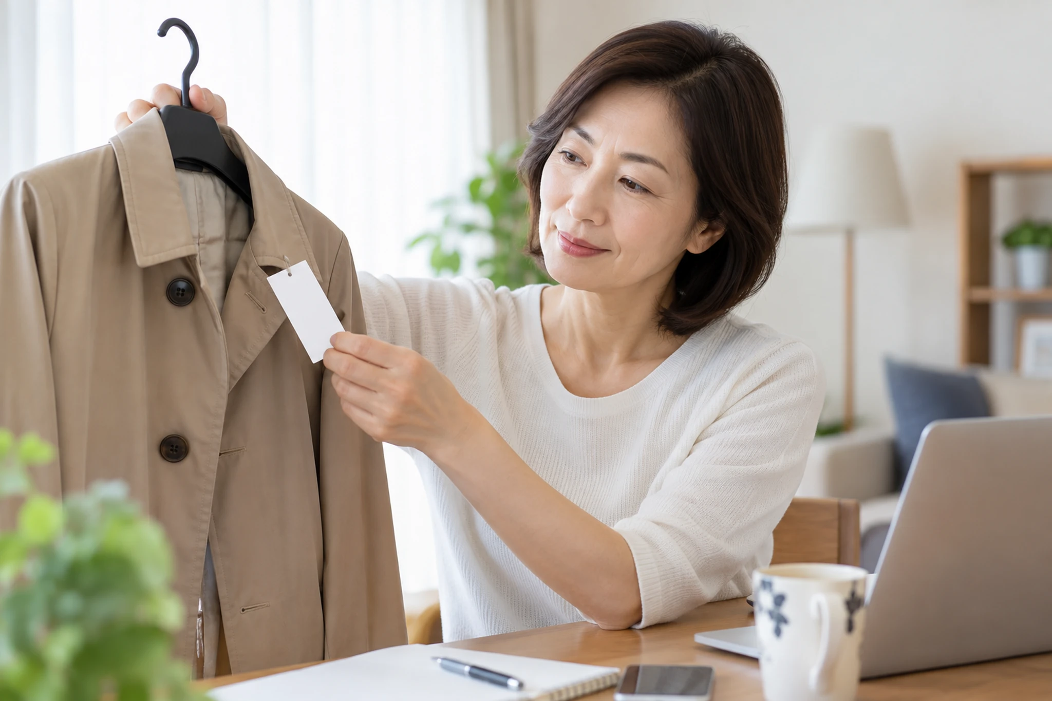 クリーニングの受け取り方法と保管期限を考える女性