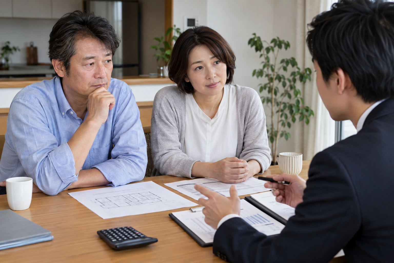 住宅ローンの条件を相談窓口で確認する人