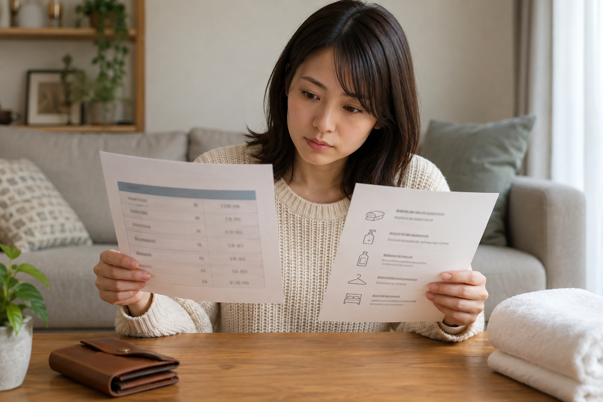 料金とレンタル品を確認する場面