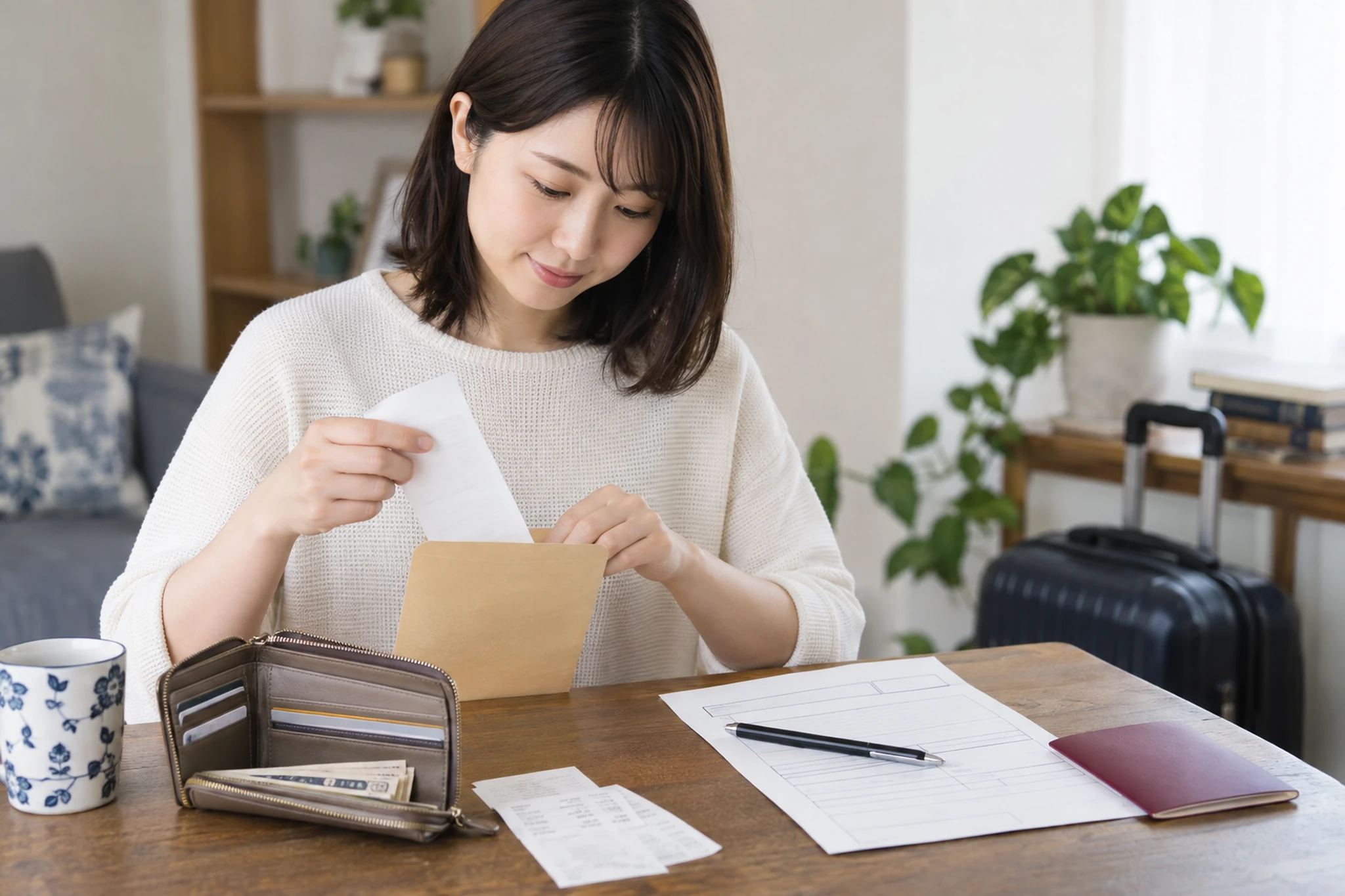 パスポート受け取りに必要な受理票と支払い準備を確認する