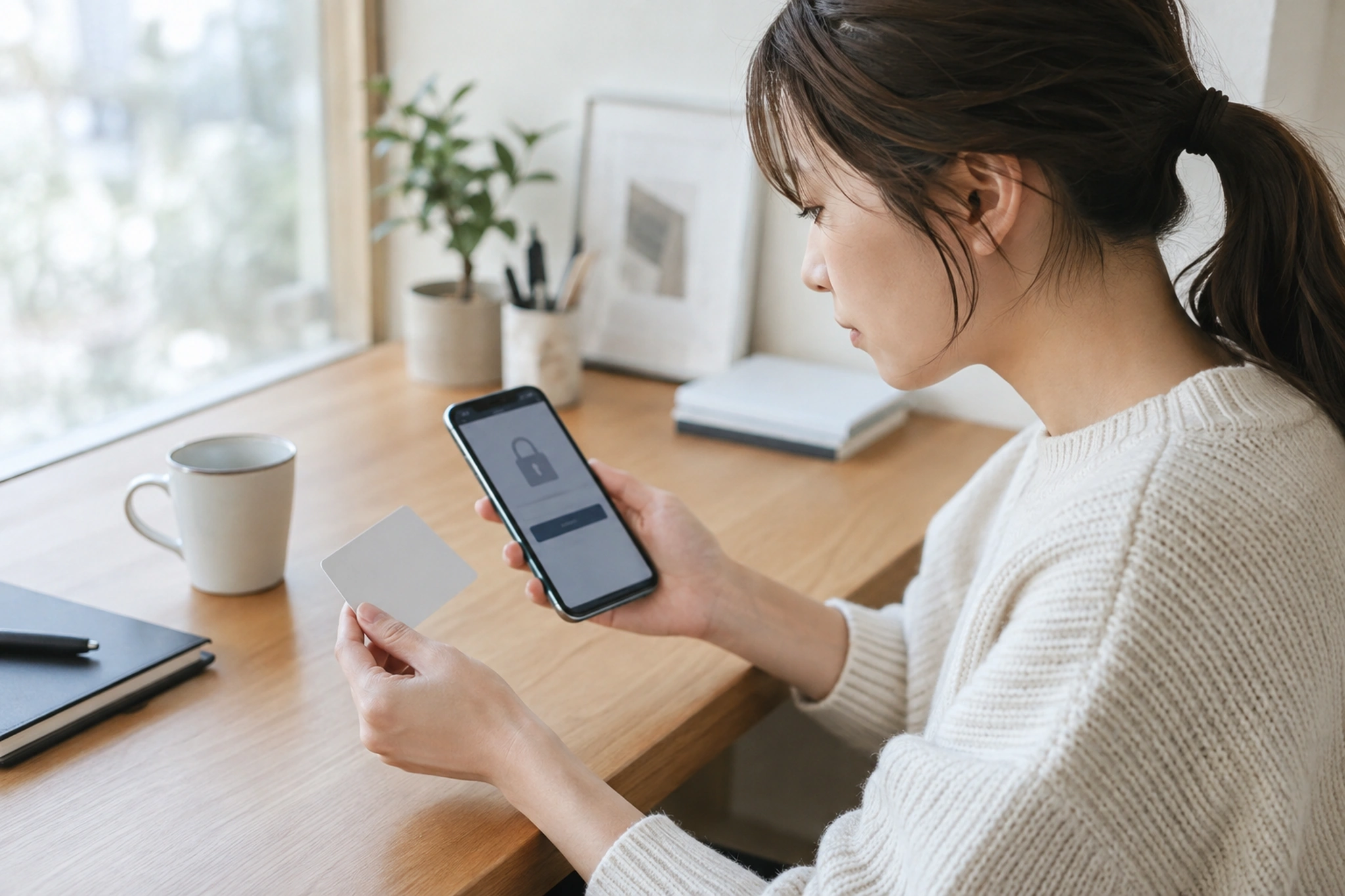 スマートフォンでマイナポータルへログインする場面