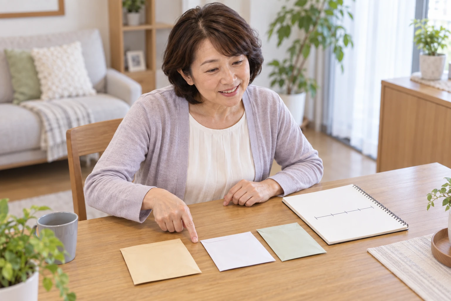 過去の勤務先の資料を時期ごとに並べる直美さんの編集イメージ
