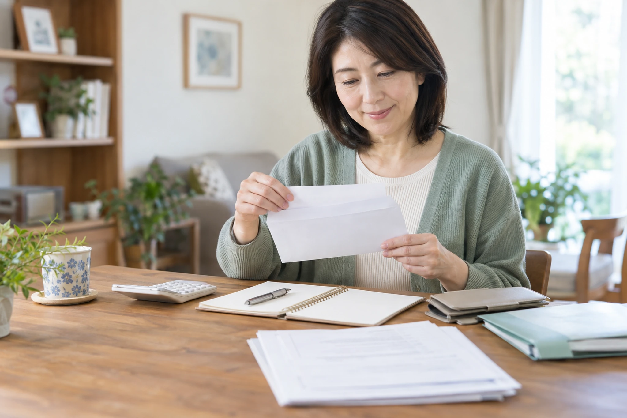 国民年金の免除制度を調べる女性