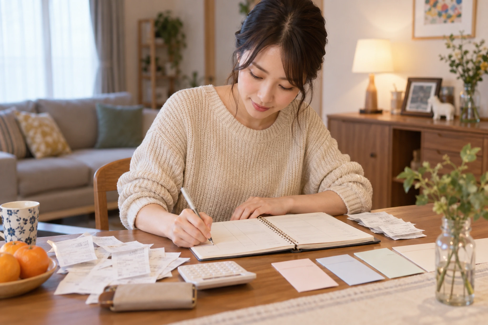 老後資金の不安を家計表で整理する50代女性