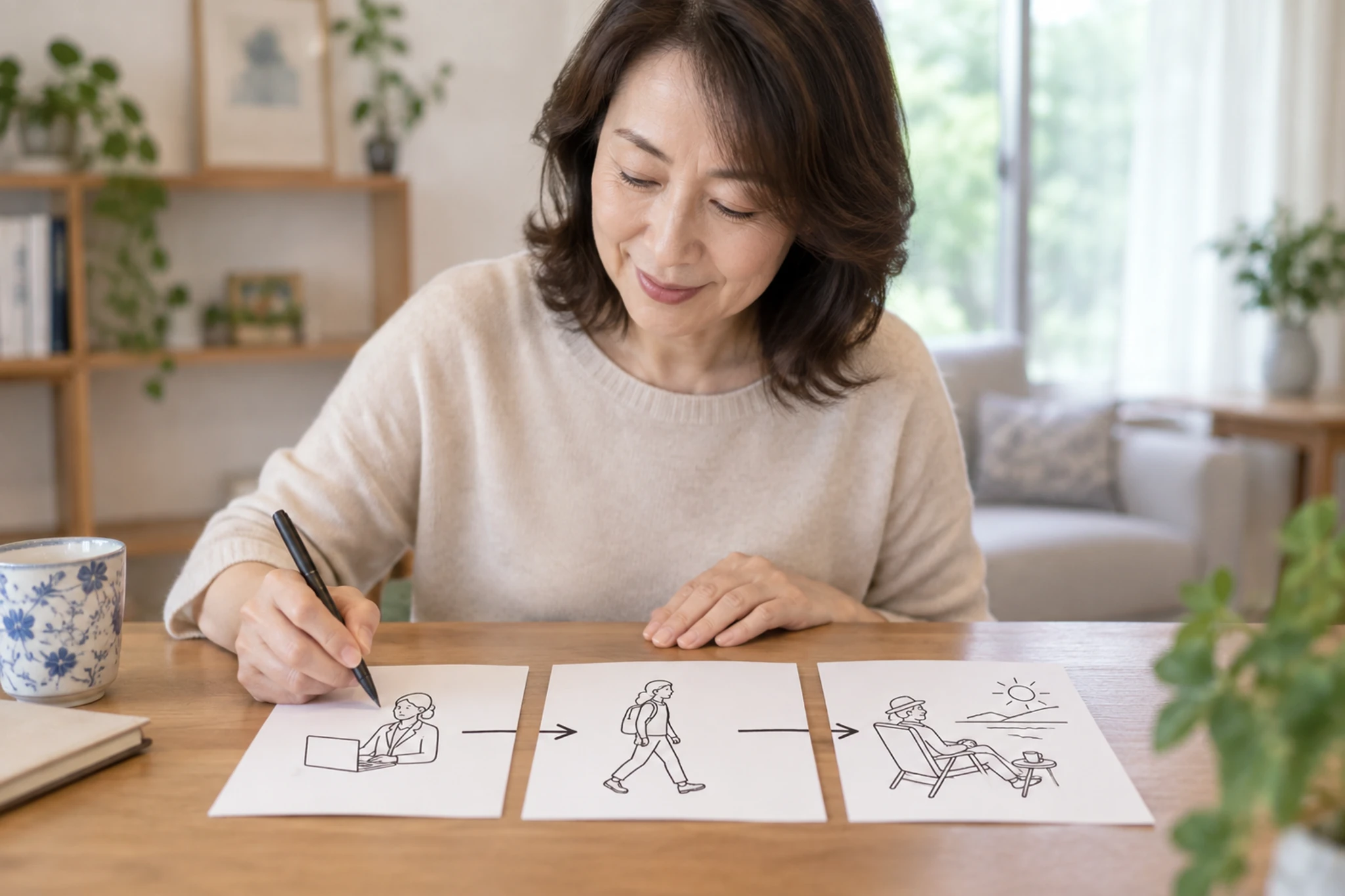 ねんきんネットの見込額を確認する女性