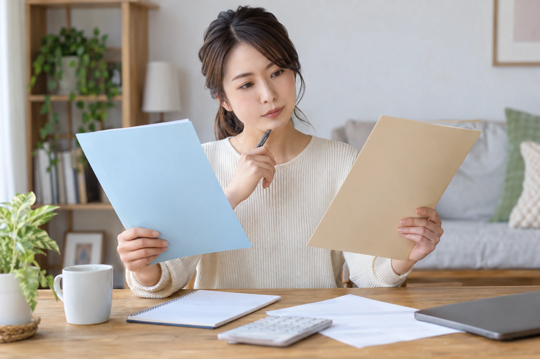 貯蓄と運用に回す資金を分ける女性