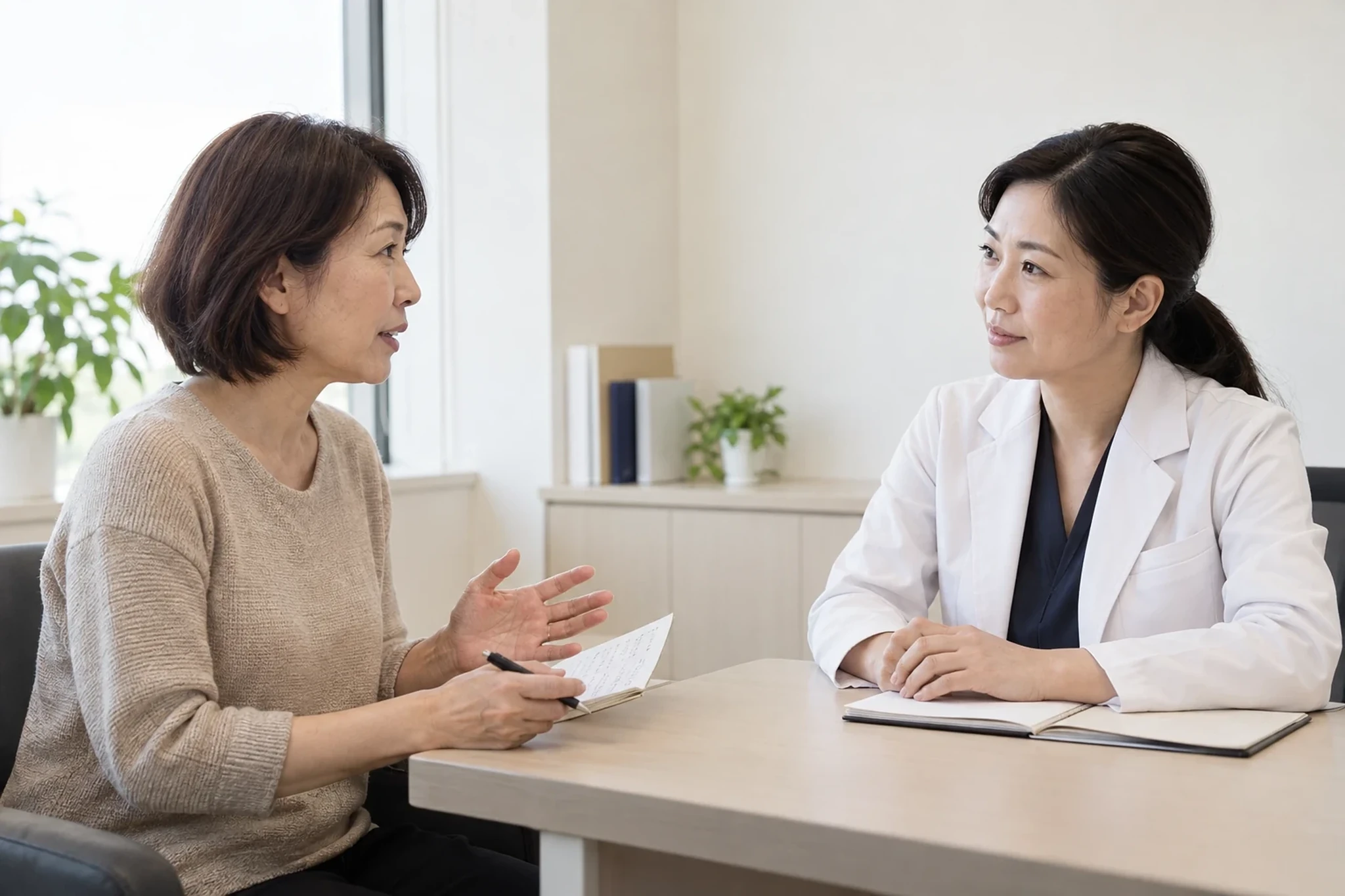 肌の変化を日付とともに記録する女性のイメージ