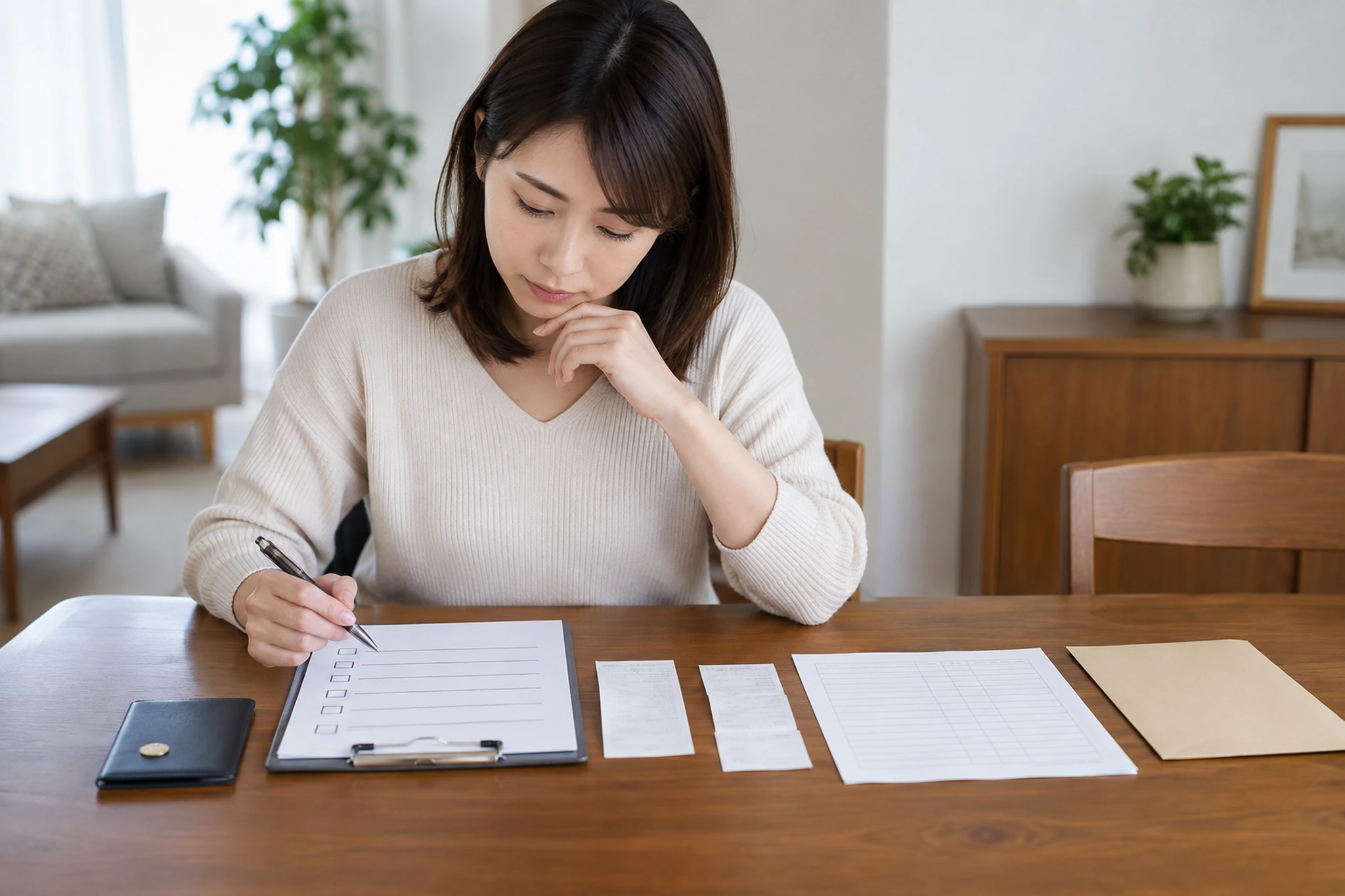 必要書類を提出前に照合する場面