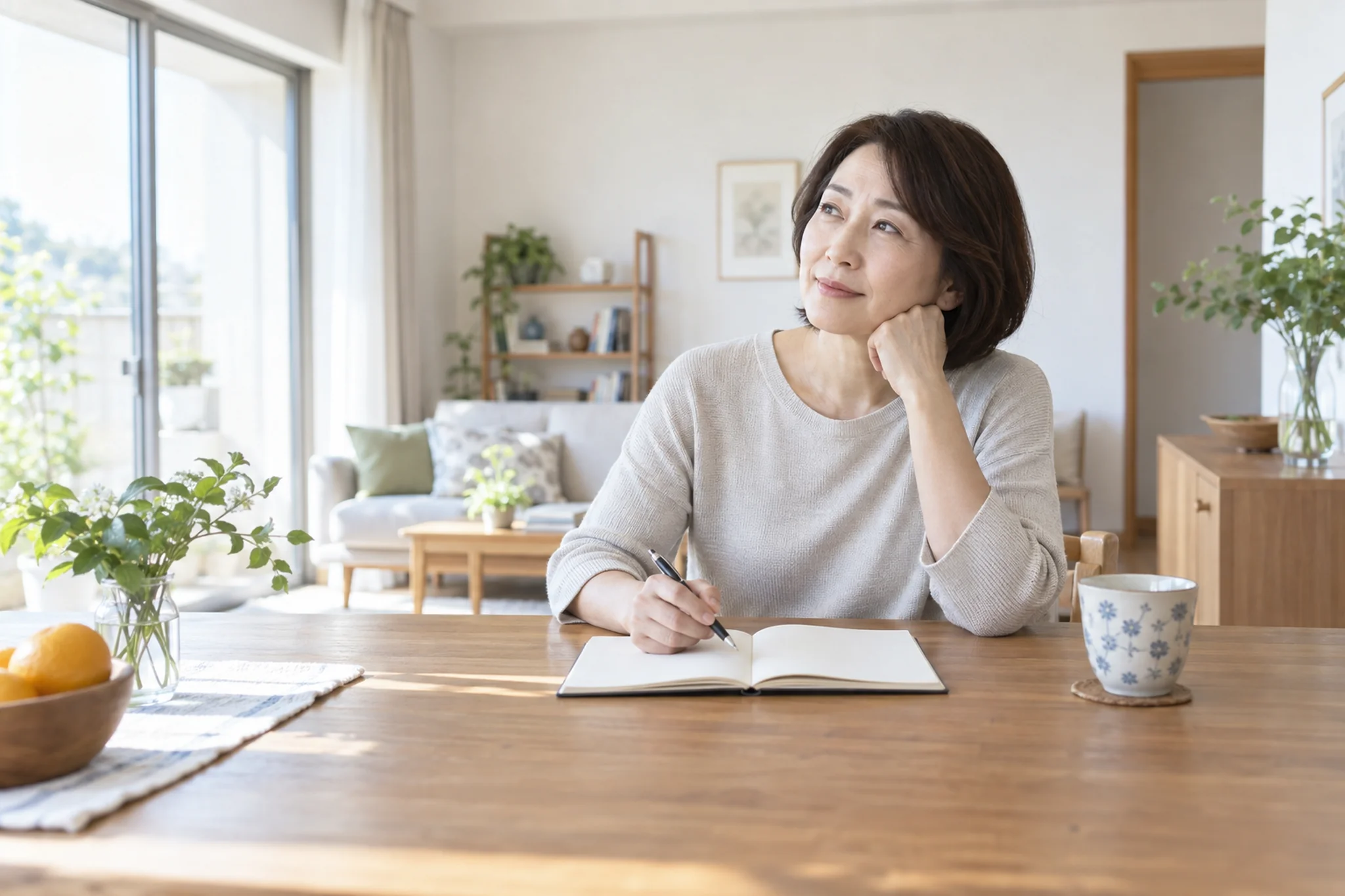 趣味がない女性が興味のあることを考える場面