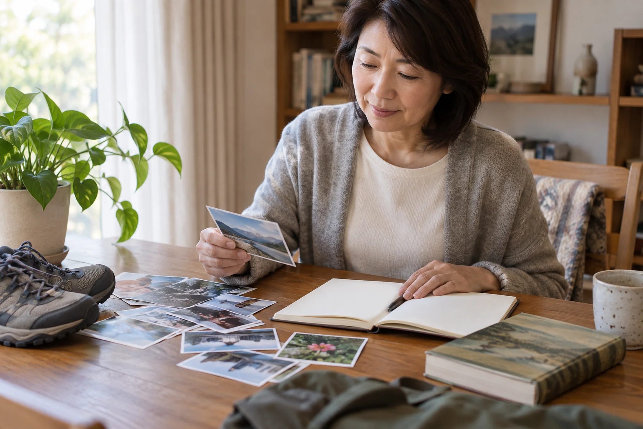 これまで楽しかったことや気になったことを書き出す場面