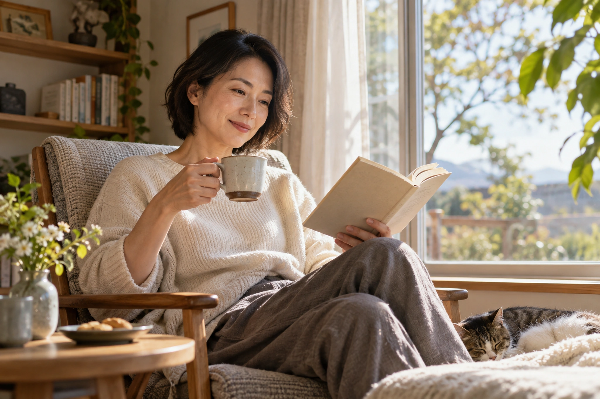困ったときに連絡できるよう電話を手元に置く女性