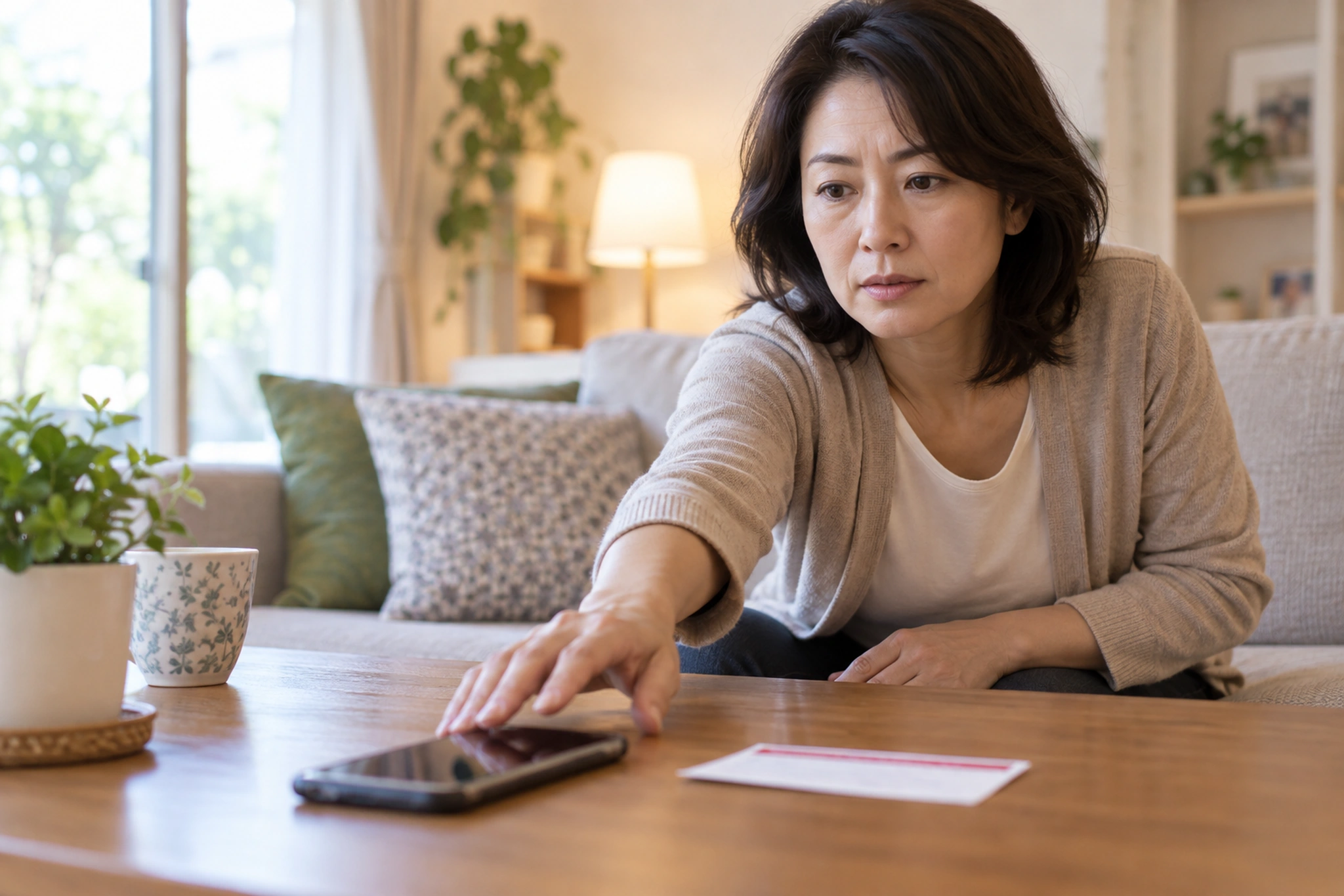 読書と飲み物で小さな楽しみを味わう女性