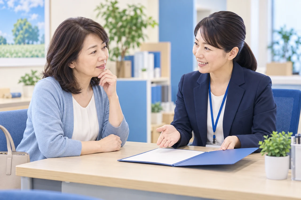 年金事務所へ相談する内容と提出書類をノートに整理する女性