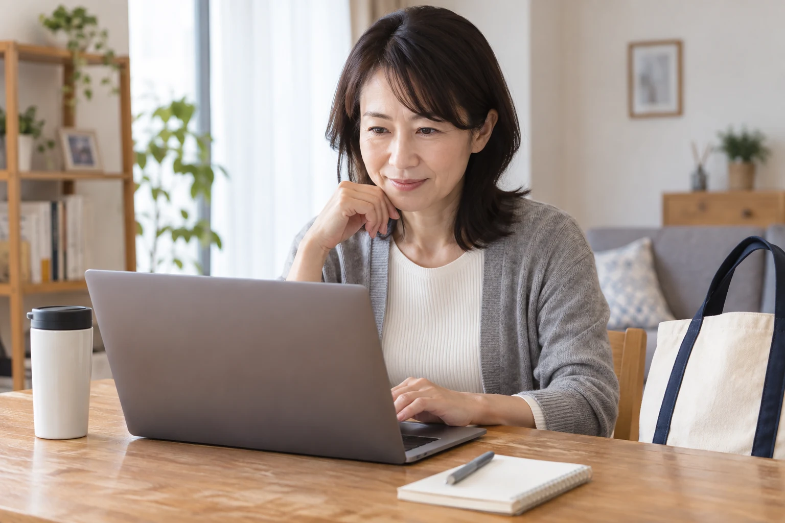 日本人女性が仕事と家事の合間に簿記のネット試験を選ぶ