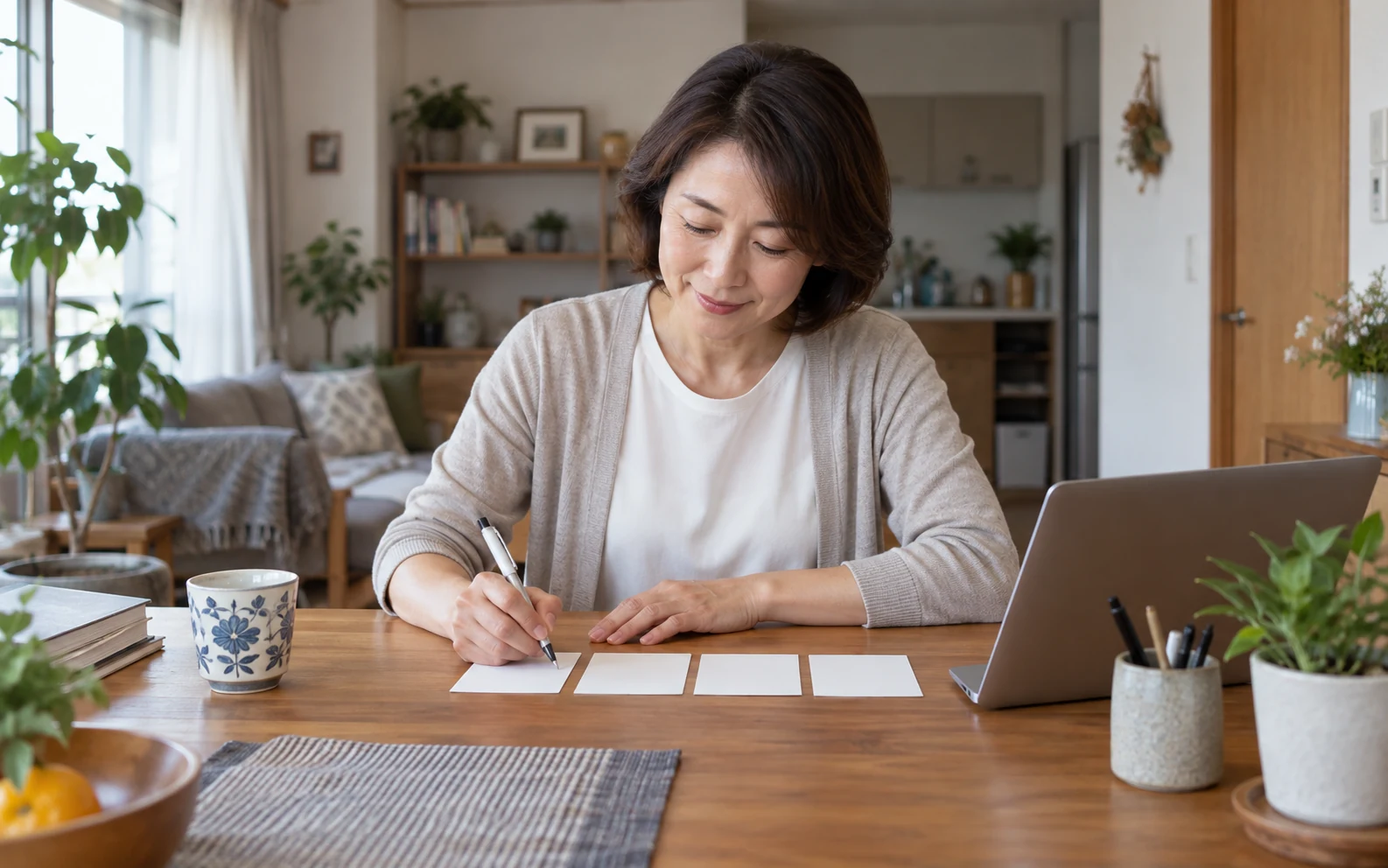 50代の日本人女性が資格を使う仕事の条件を書き出している