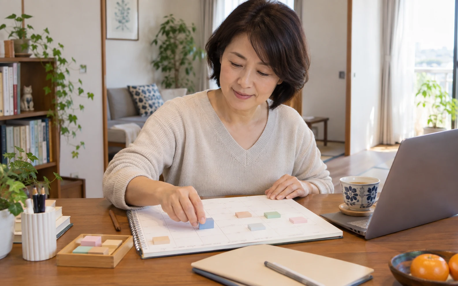 働きながらの資格学習を一週間のカレンダーに組み込む50代の日本人女性
