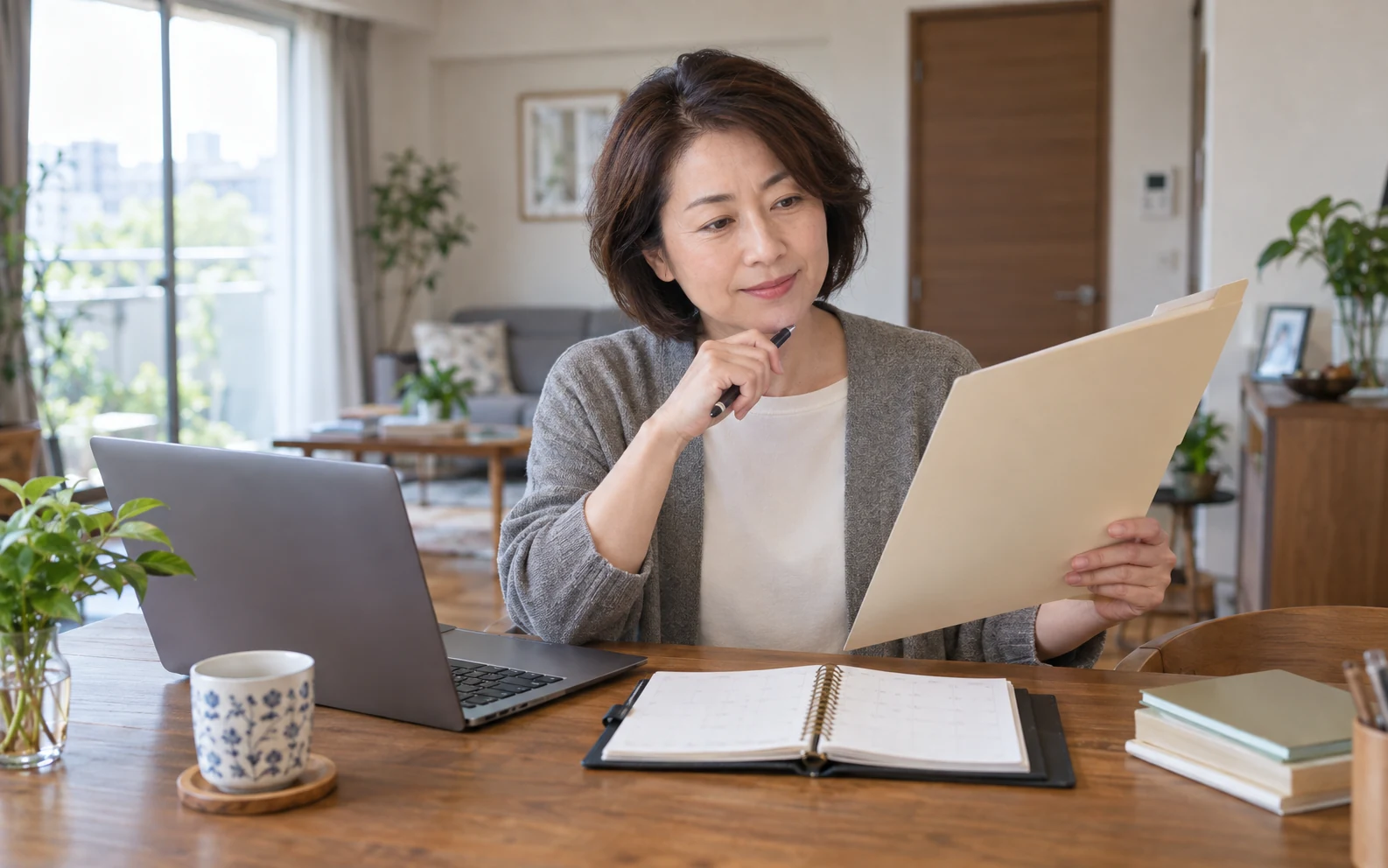 求人3件と学習時間を確認して資格の候補を絞る50代の日本人女性