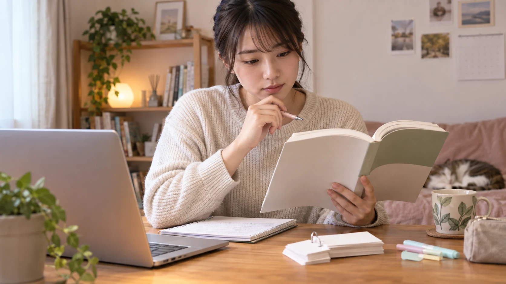 医療福祉分野の資格情報を確認する日本人女性