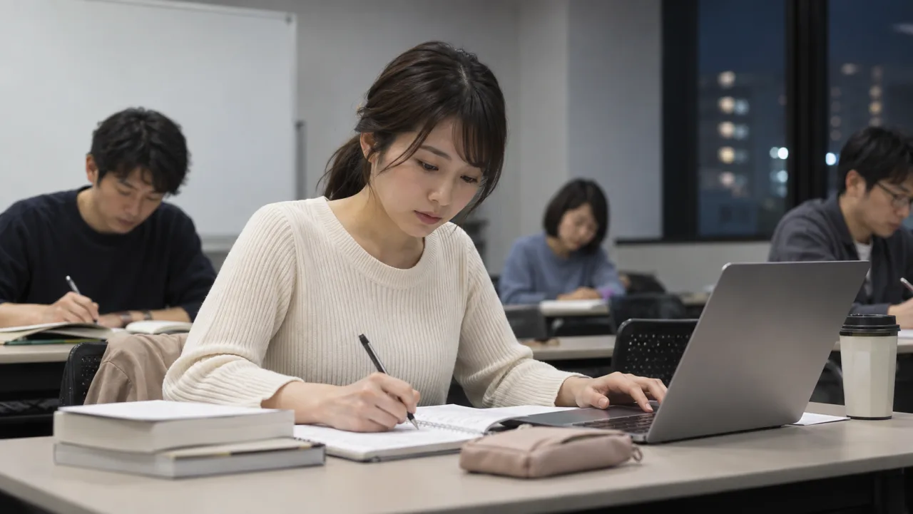 日本人の社会人が資格の種類を比較する表と三つのファイルを見る