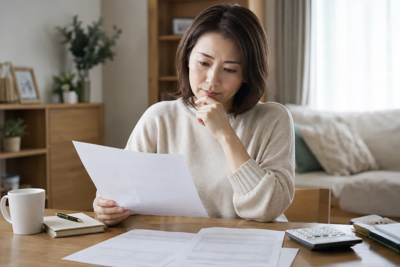 パートの社会保険条件を確認する日本人女性