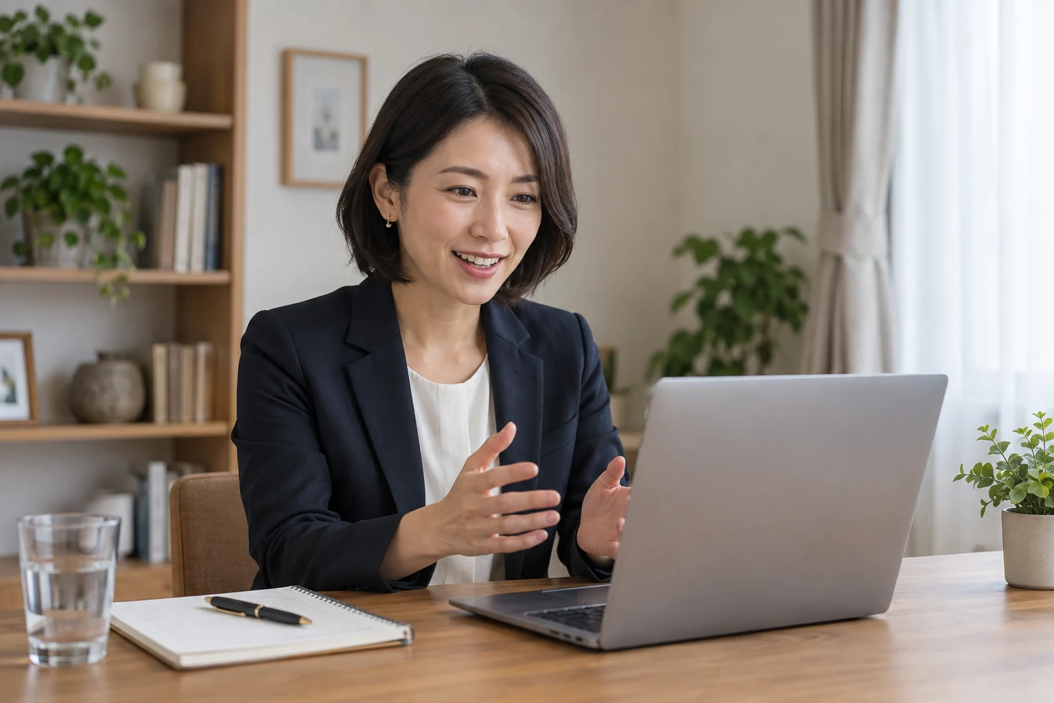 日本人女性が在宅ワーク求人への応募準備をする様子