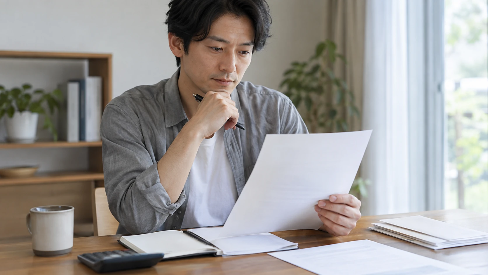 健康保険と年金の手続きを確認する様子
