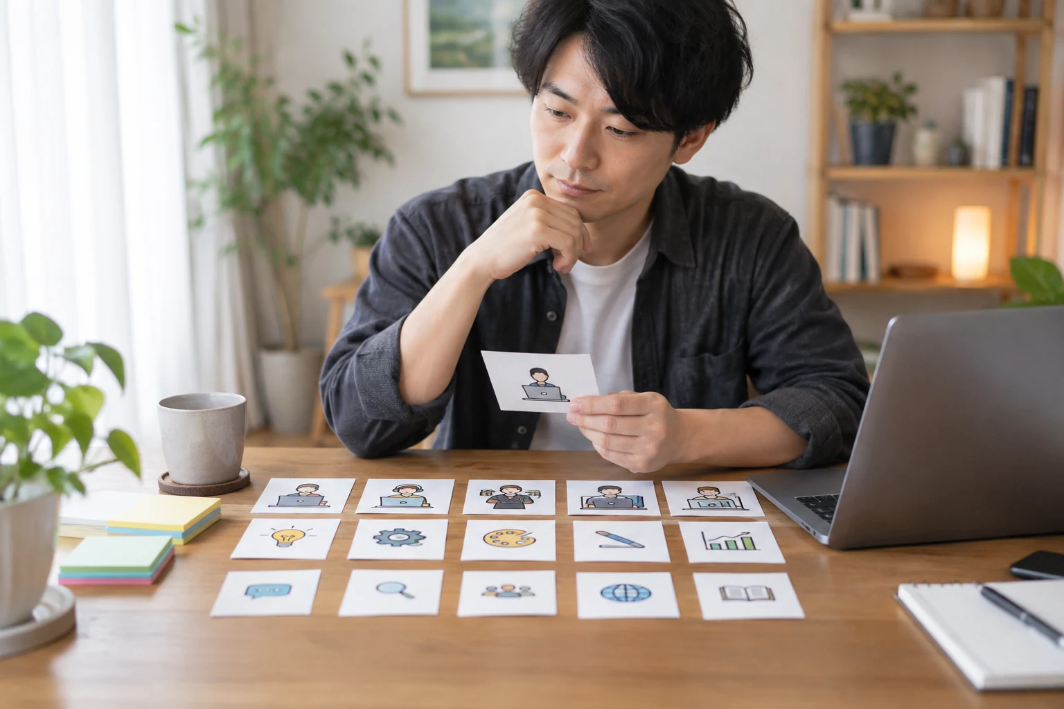 在宅でできる職種の仕事内容と必要スキルを整理している様子